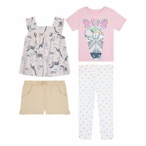 Koala Kids 4-Piece Zebra Animal Tops Short Legging Outfit Set Toddler Girls 3T